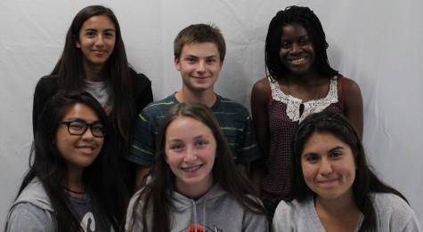 Cross Country team members show their smiles even though season is not going the way they planeed. From left to right, Senior Vanessa Barajas, sophomore John Ford, Freshman Jadesola Ajileye, Sophomore Juliette Tafoya, Sophomore Micalya Rendon and Senior Beatriz Castro.