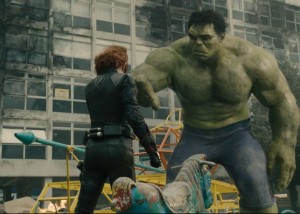 Black Widow (Scarlett Johansson) attempts to calm the Hulk (Mark Ruffalo) during his rampage. Photo from marvel.com