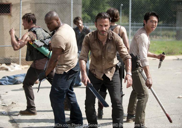 Photo by amc.com/shows/the-walking-dead. Daryl Dixon, T-Dog, Rick Grimes and Glenn Rhee fight off zombies in the third season of “The Walking Dead.” 