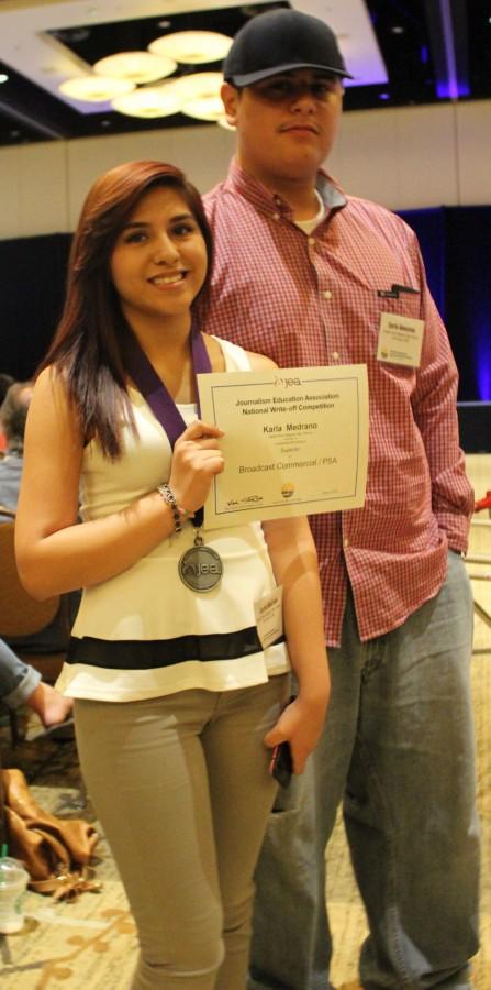 Junior Karla Medrano (left) and senior Enrie Amezcua (right) won Superior in Commercial/PSA. They also received an award and a medal. Photo by Jake Dobbs.