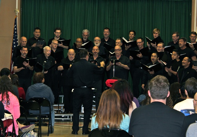 The Gay Mens Chorus of Los Angeles performed during two periods on Thursday. In addition to a variety of songs, the chorus members also shared personal stories about coming out or challenges they have faced as gay men.