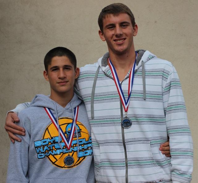 Junior Maxim Grinfield and senior Anthony Dracic played on the Birmingham Community Charter High School’s varsity boys water polo team against Pacific Palisades Charter High School in the city championship game on Wednesday. BCCHS lost the game 9-11.
