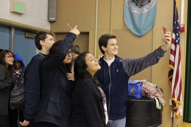 Rainy Day: Students take a selfie