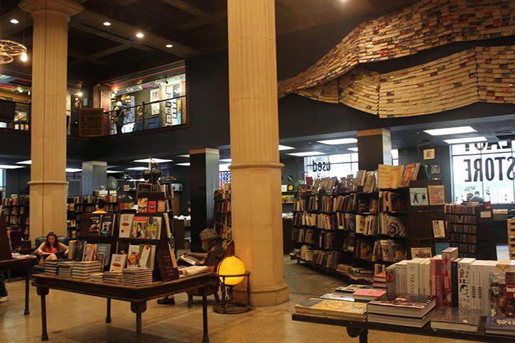 The Last Bookstore, located at 453 S. Spring St., in Downtown Los Angeles, has a rich atmosphere and hides its old architecture as a bank with new swirls and mazes of books to look at.