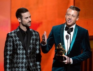 Macklemore and Ryan Lewis accept their Grammy in 2014. Photo from grammy.com