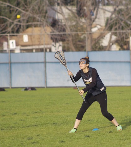  Senior Ana Perez holds her stance as she watches the ball.