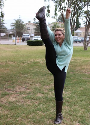 Junior Jamie Timsit cheers  on the Grove at DPMHS.  Timsit along with junior Valeria Sanchez made the BCCHS cheerleading team this spring and will be cheering next fall.  