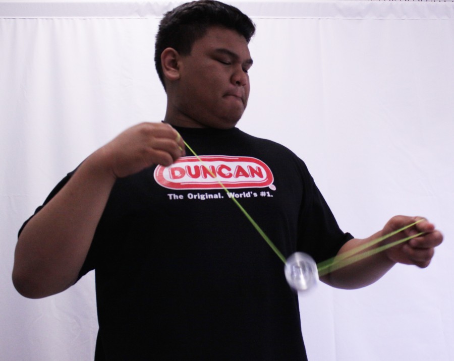 Requiring more than just the flick of a wrist, junior Cedric Eusantos preforms one of the many yo-yo tricks he has learned over years of practice.