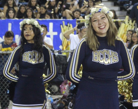 Junior Jaime Timsit cheers on the sidelines and gets the crowd excited. 