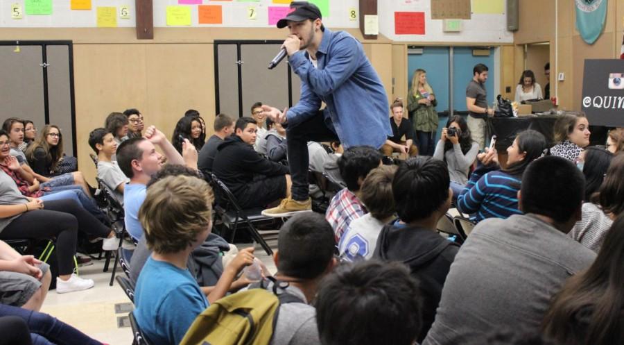 Rapper Alec King performs for the freshmen class on Oct. 22.