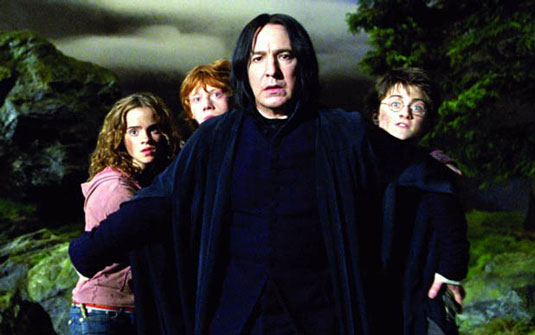 Alan Rickman was best known in his role as Professor Severus Snape in the Harry Potter franchise. Despite his cold facade, Snape was often looking out for his students Hermione (Emma Watson), Ron (Rupert Grint) and Harry (Daniel Radcliffe).