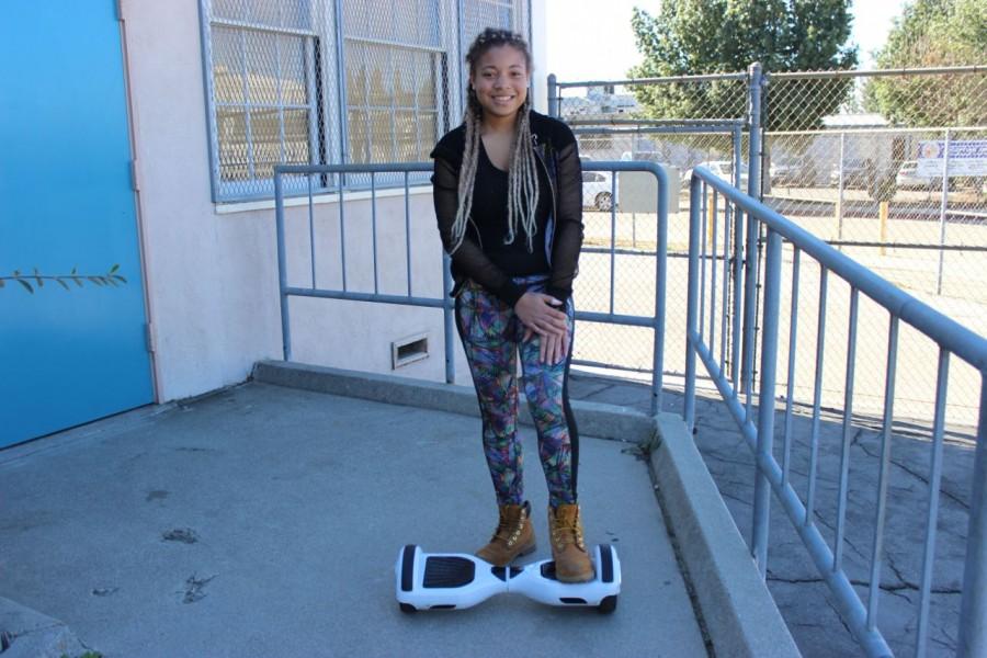 Freshman Taylor Devlugt, who got her new hoverboard for Christmas is now restricted with the new laws to areas where she can enjoy using her new ride.
