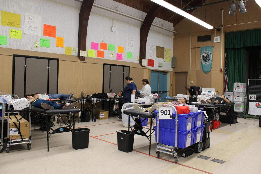 Students save three lives by taking part in the blood drive at school today.