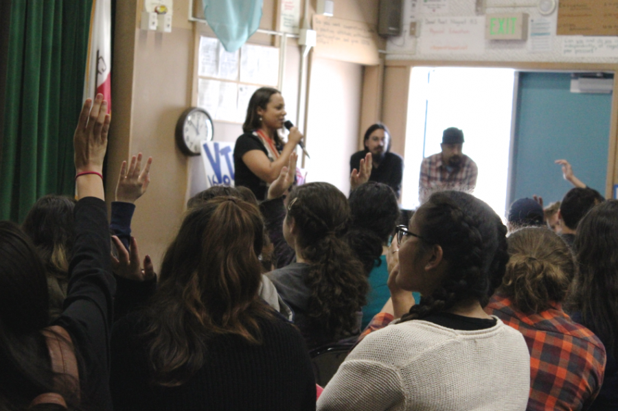 Students were shown how voting makes a difference through the presentation and a demonstration.