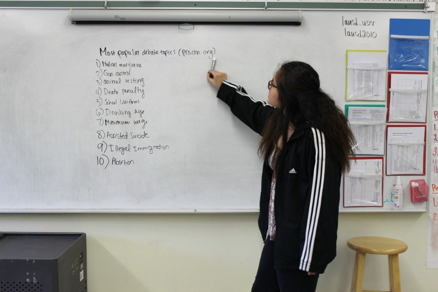 Debate Club President Francheska Vicents goes over the most important debate topics. 