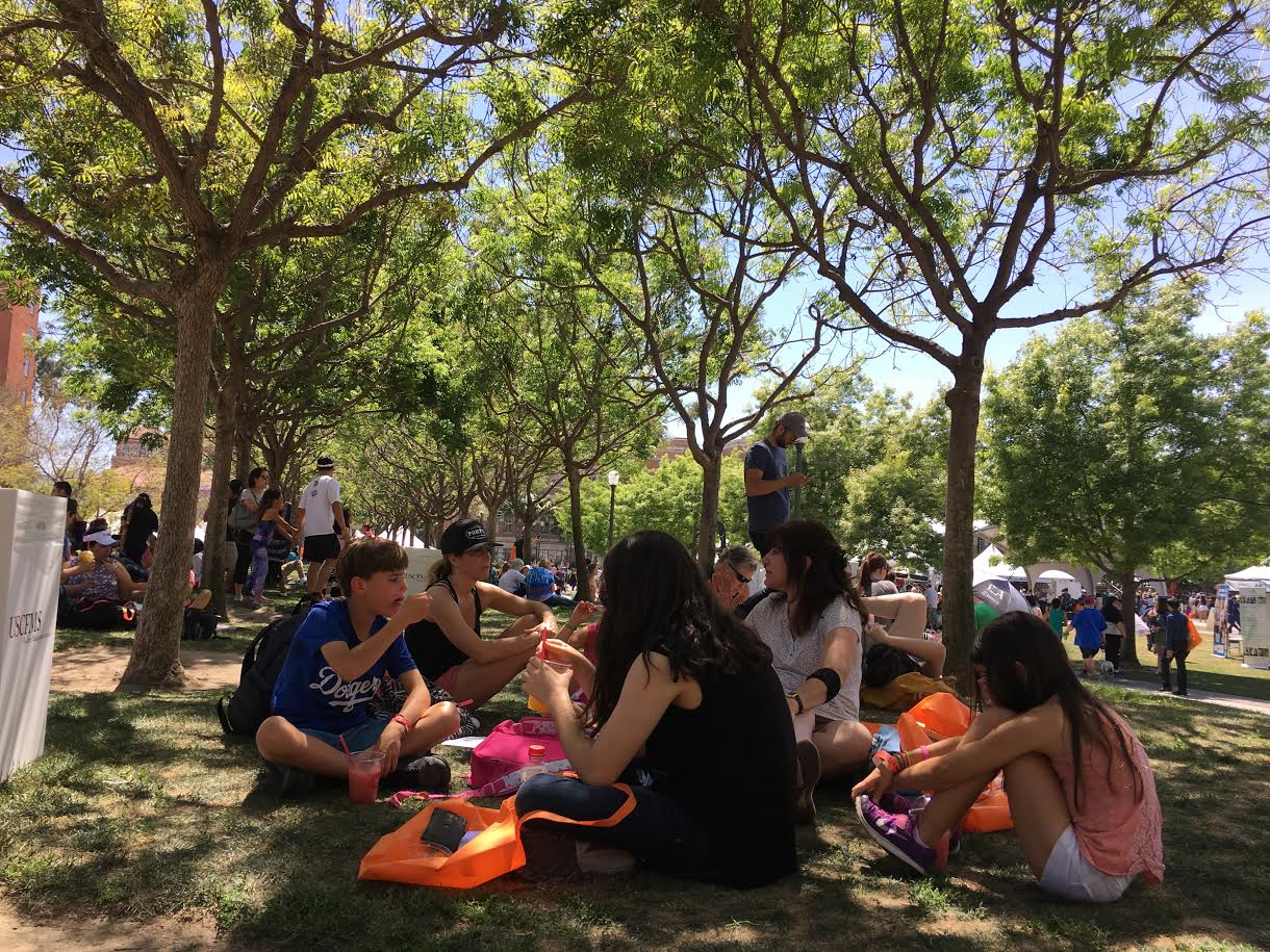 Families enjoy the Festival of Books together.