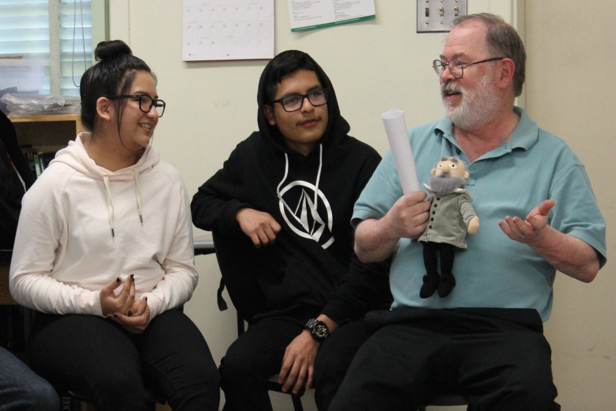 In May, science teacher Stephen Schaffter leads students in his honors physics class in a community-building circle as part of the restorative justice. 