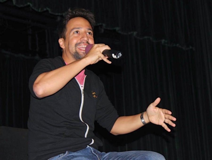 Lin-Manuel Miranda shares his thoughts at a question and answer session with students at Panorama High School sponsored by Congressman Tony Cardenas on Aug. 17. 