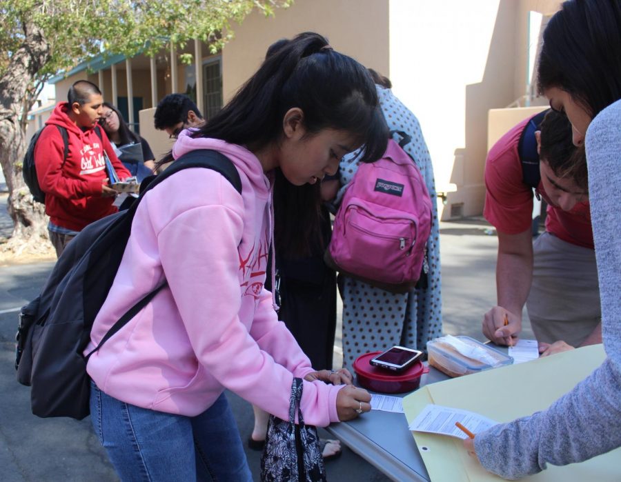 Junior Mia Garcia votes in the mock election held on Oct. 9