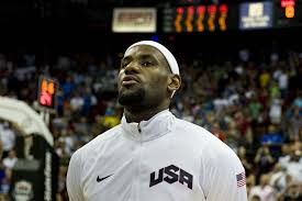 LeBron James sings national anthem before team USA's exhibition game against the Dominican Republic on July 12, 2002, at the Thomas and Mack Center, Las Vegas, Nevada.