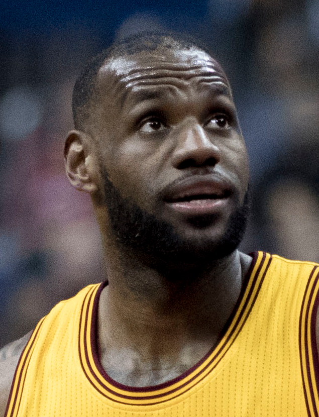 LeBron James of the Los Angeles Lakers looks down the court during a game. 
