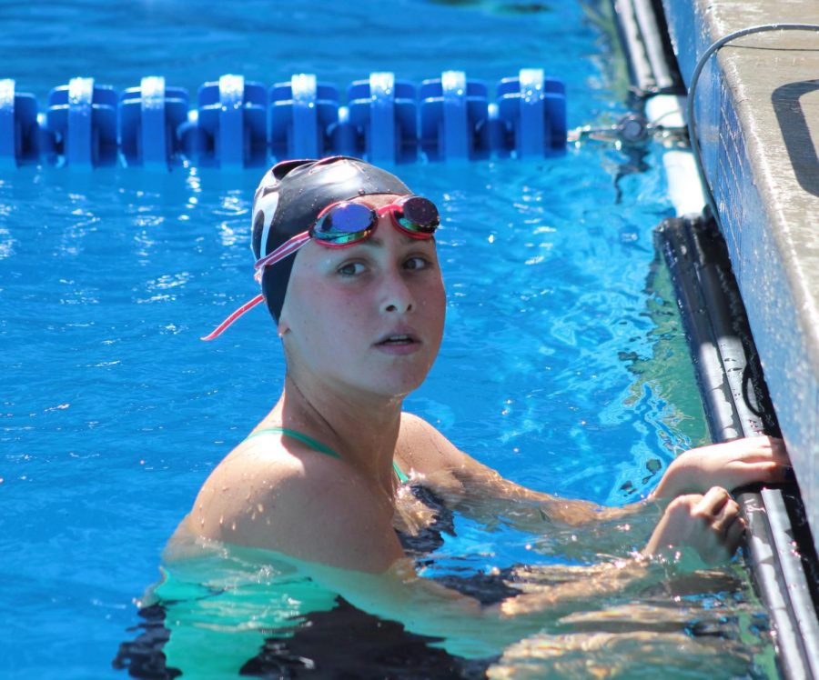 Sophomore Petra Vass finishes the 100 yard breaststroke event at California Interscholastic Federation (CIF) Swim Championships on May 3.
