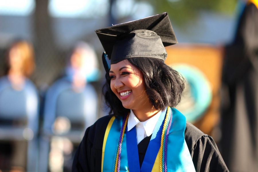 Salutatorian+Karina+Mara+was+among+the+70+seniors+who+walked+the+stage+to+receive+their+diploma+on+June+7+at+Mulholland+Middle+School.+