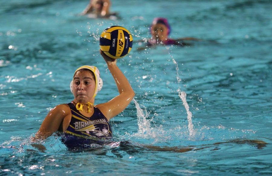 Varsity Team Captain Amelia Sanchez prepares to aim the ball into the net during the City Championship game against Palisades Charter High School on Feb. 20. The game was held at Los Angeles Valley College.