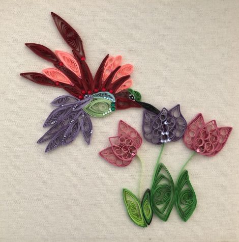 Sophomore Annabella Powell has spent time quilling, which is paper art. Here is one project she did during the quarantine. 