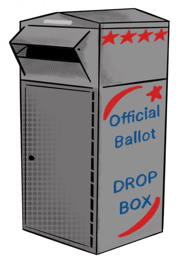 Record numbers of Americans cast their ballots for
the 2020 presidential elections. Due to the coronavirus
pandemic, many voted by mail, dropping off their
ballots at community drop boxes.