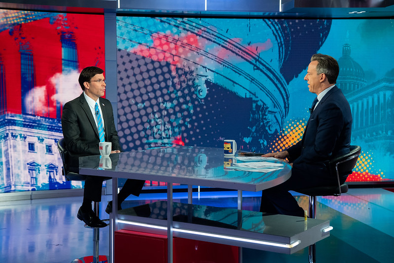 Defense Secretary Mark T. Esper speaks with CNNs Jake Tapper during a live interview on CNN in Washington D.C, Jan. 12, 2020.