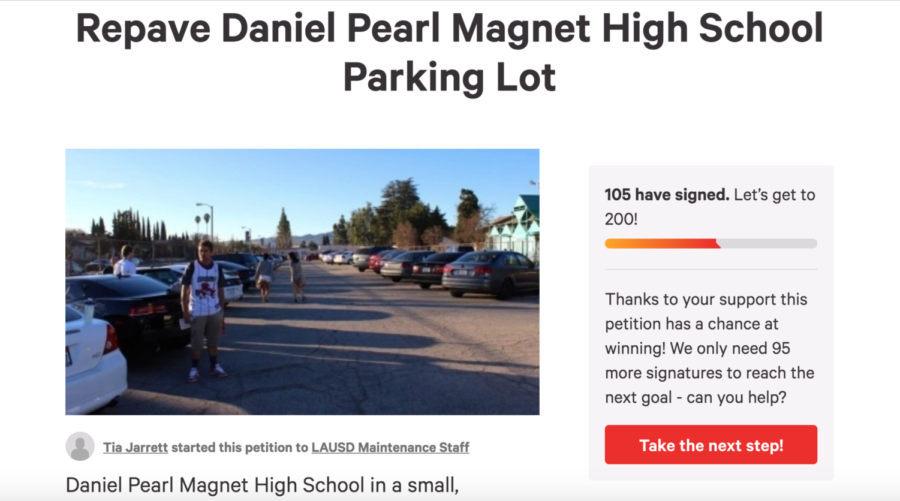 Junior and leadership student Tia Jarrett created a petition for students, staff and parents to sign in support of the parking lot renovations. 