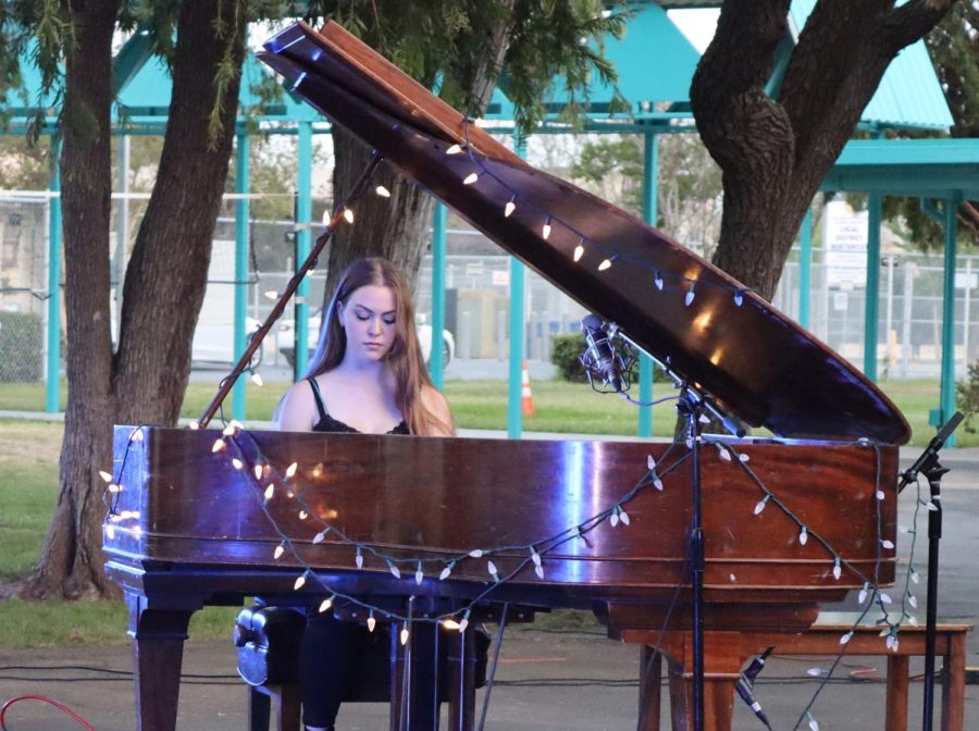 Senior Rochelle Polushkin performs her solo piece of  