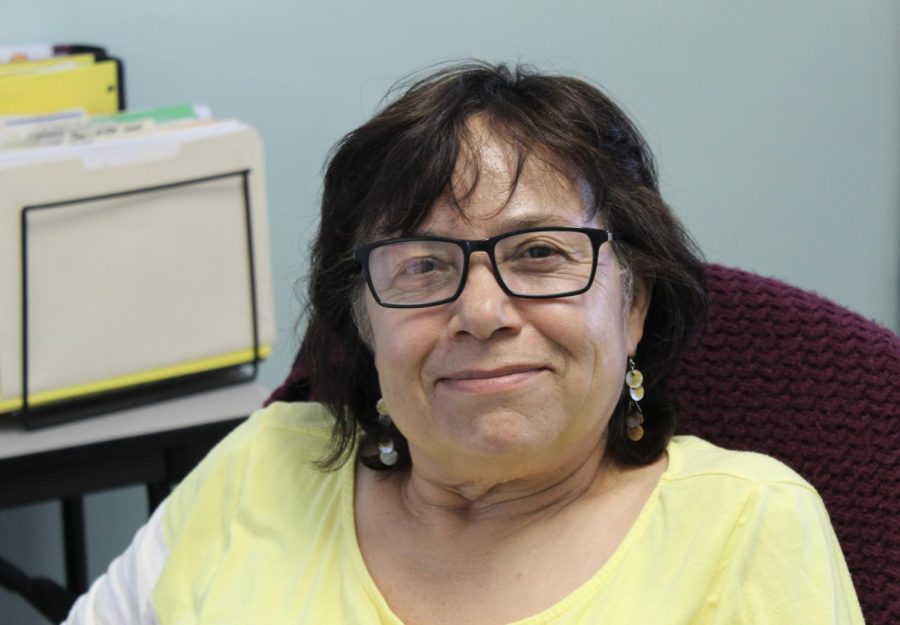 School Administrative Assistant Lubia Guiterrez prepares to retire after working in the Los Angeles Unified School District for 26 years and four years at Daniel Pearl Magnet High School. 