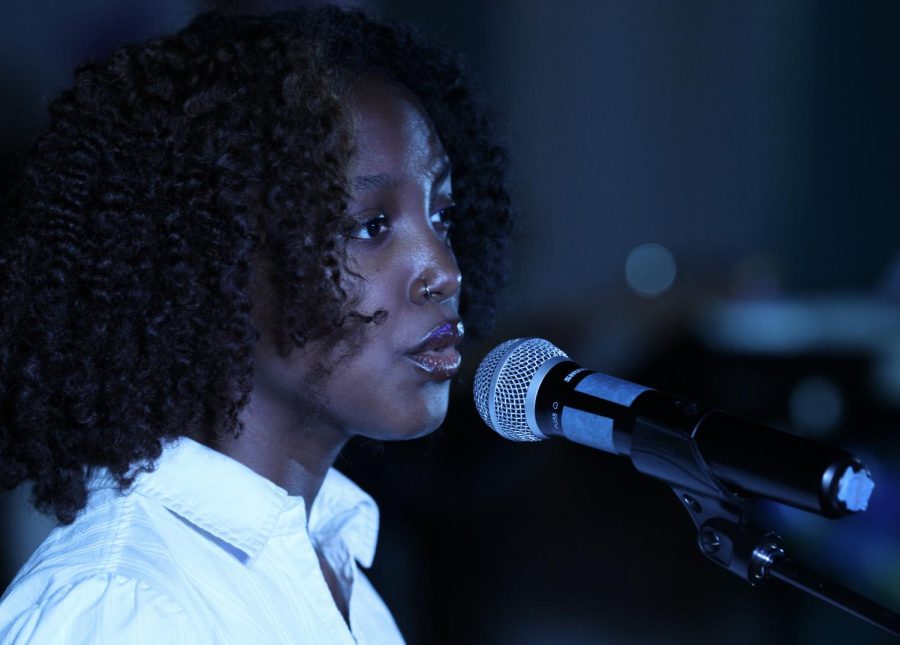 Senior Gabrielle Lashley participates in this years World Music Day by singing Oceane by RINI on Oct. 26.