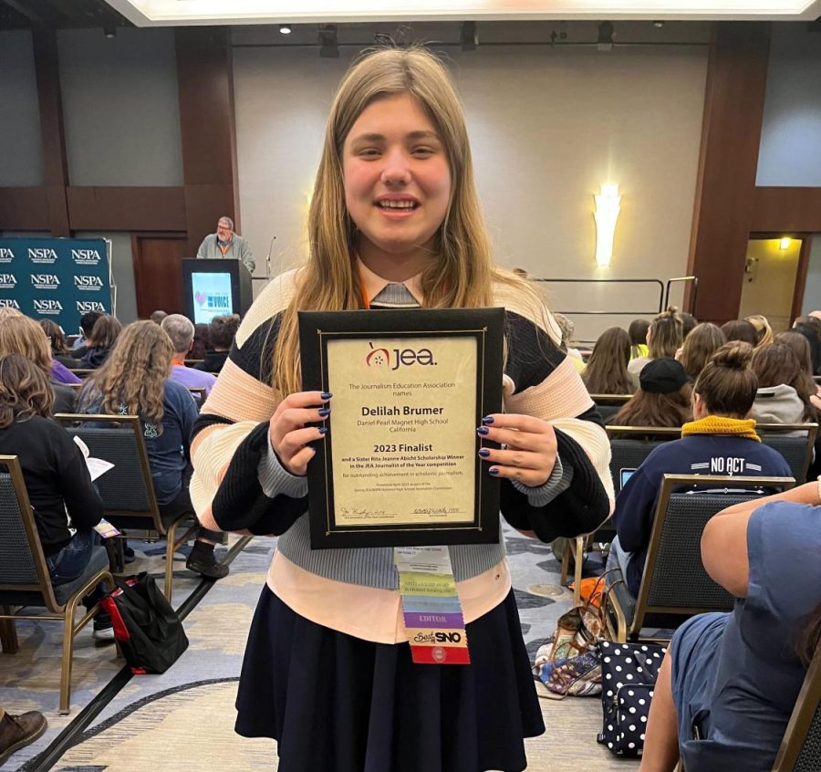 Print Editor-in-Chief Delilah Brumer was named a runner-up for national Journalism Education Association (JEA) 2023 Journalist of the Year at the spring JEA/NSPA National High School Journalism in San Francisco on April 22.