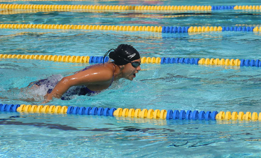 Junior Brisa Chajan practices butterfly on April 28. Chajan went on to place first in 200 medley relay during the 2023 CIF Swimming Championship on May 7.