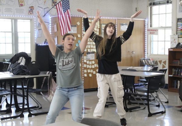 K-pop Club President Emma Bullock and senior Desiree Spurkel dance to The Feels by Twice during a lunch meeting on Nov. 27.