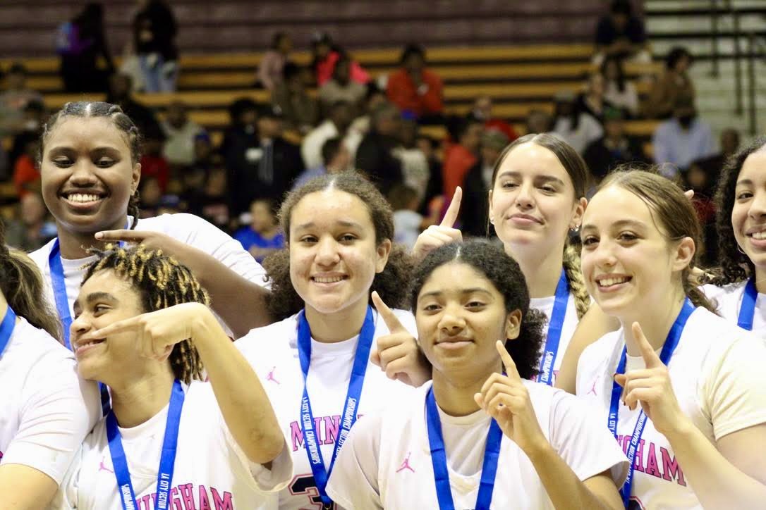 Freshman Andrea Arosemena poses for a photo after winning the CIF Los Angeles City Section Open Championship at Pasadena City College on Feb. 24. The Birmingham Community Charter High School girls varsity basketball team secured a victory over Westchester High School with a final score of 55-50. 