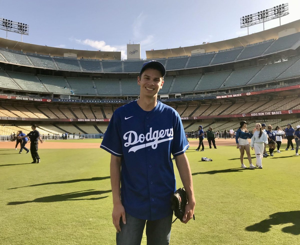 Senior+Alan+Ruiz+stands+on+the+field+of+Dodger+Stadium+after+the+Los+Angeles+Dodgers+played+against+the+Chicago+Cubs+on+April+16%2C+2023.