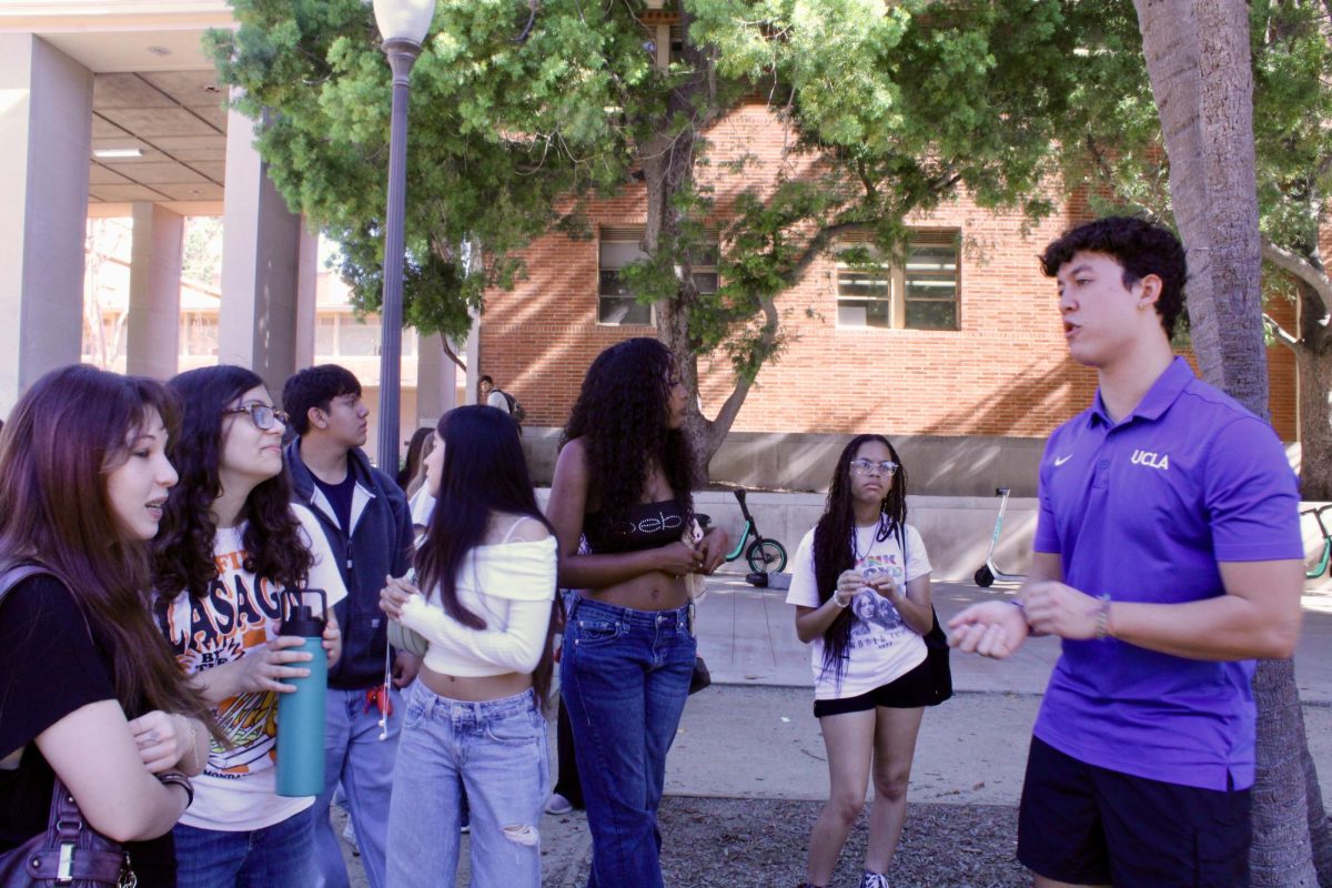Students are given a tour of the University of California, Los Angeles by a tour guide during the college tour field trip on Nov. 10.