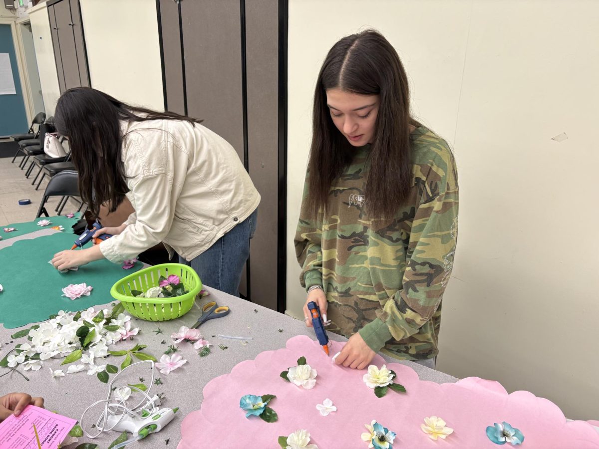 Leadership students set up decorations for the "Enchanted Garden" dance inside the MPR on Jan. 29.
