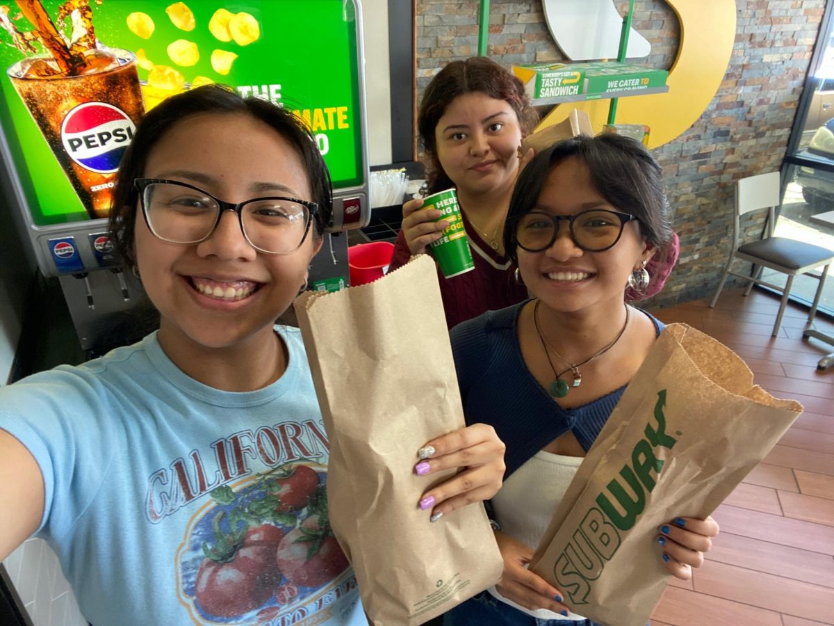 Seniors Jenny Marquez, Kaleigh Tapaoan and Nemesi Morales get food from Subway during lunch on May 21. Seniors are allowed to leave campus during lunch to get food from the surrounding plazas.